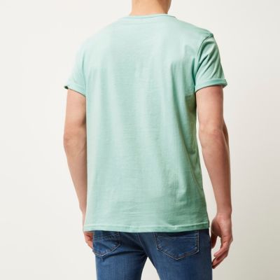 Light green plain chest pocket t-shirt